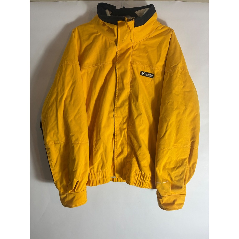 Columbia Bugaboo Omni-Tech Jacket Mens XL Yellow Black Vintage Gorpcore Shell